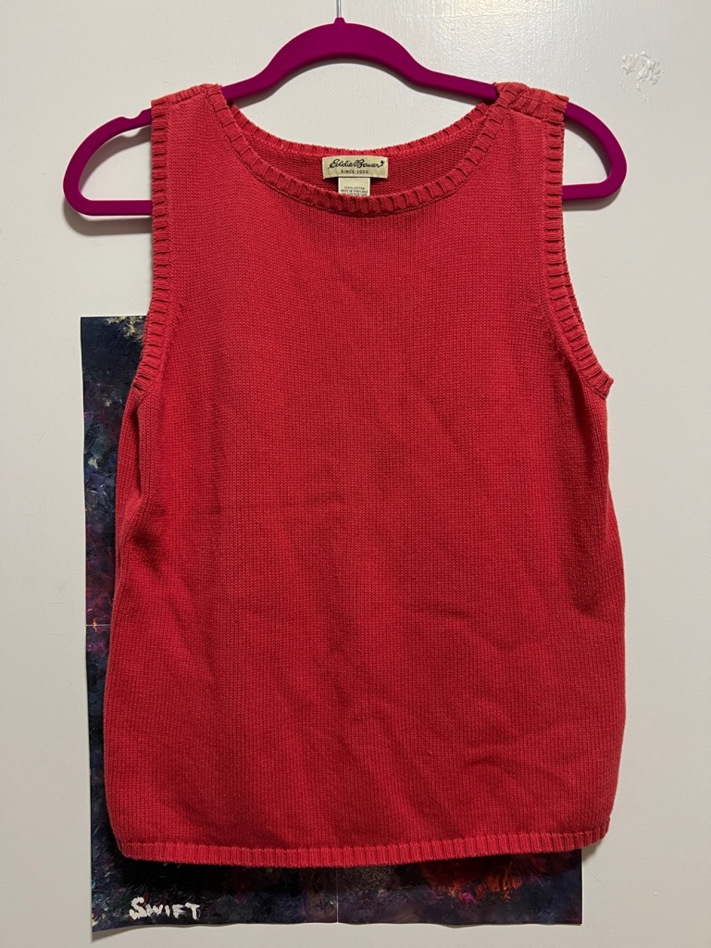 Eddie Bauer Red Knit Sweater Tank Top Vest